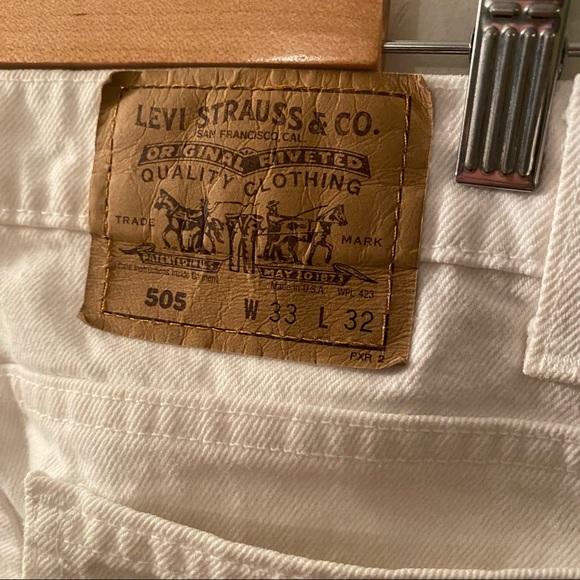 Made in USA 80s 90s Levi’s Orange Tab 505 White Jeans - Picture 3 of 8